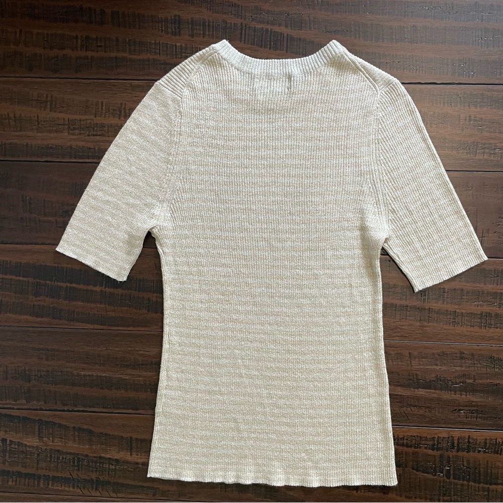 Something Navy Gold Shimmer Ribbed Top Size 1 - Picture 3 of 9